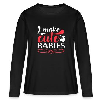 Fête des pères papa papa papa papa - T-shirt manches longues Premium bio Femme - noir - Devant - Julia (174cm)