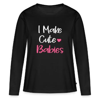 Fête des pères papa papa papa papa - T-shirt manches longues Premium bio Femme - noir - Devant - Julia (174cm)