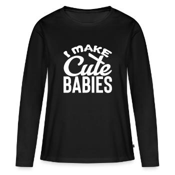 Fête des pères papa papa papa papa - T-shirt manches longues Premium bio Femme - noir - Devant - Julia (174cm)