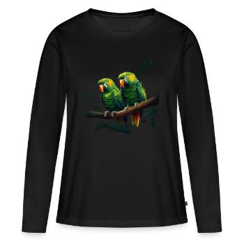 Perroquet Oiseau Ara Nature sauvage - T-shirt manches longues Premium bio Femme - noir - Devant - Julia (174cm)
