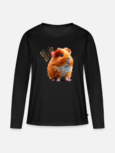 Meerschweinchen - Frauen Premium Bio Langarmshirt - Schwarz