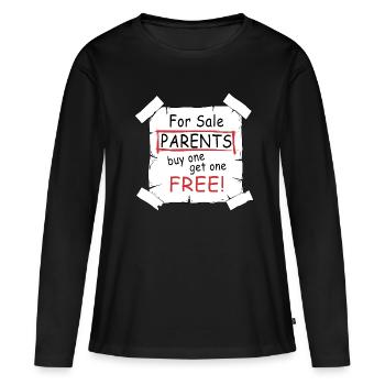 Parents à vendre - citation amusante - T-shirt manches longues Premium bio Femme - noir - Devant - Julia (174cm)