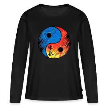 Wing Chun - T-shirt manches longues Premium bio Femme - noir - Devant - Julia (174cm)