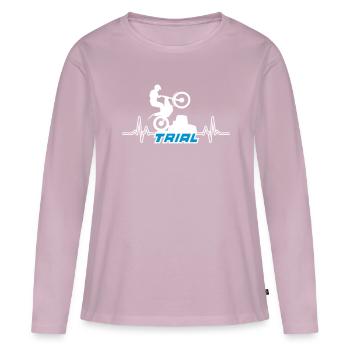 motocross d'essai - T-shirt manches longues Premium bio Femme - rose poudré - Devant - Julia (174cm)