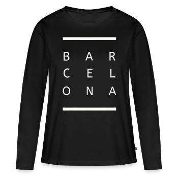 Barcelone - T-shirt manches longues Premium bio Femme - noir - Devant - Julia (174cm)