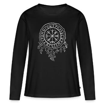 Wikinger Runen Nordische Mythologie - Frauen Premium Bio Langarmshirt - Schwarz - Vorne - Julia (174cm)