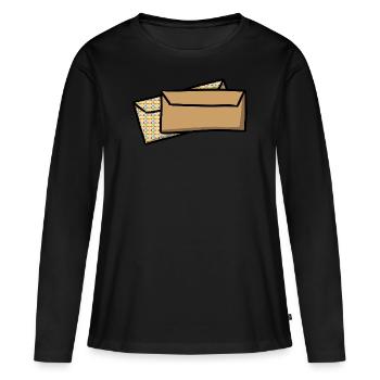 Briefe Briefumschläge Post envelopes mail - Frauen Premium Bio Langarmshirt - Schwarz - Vorne - Julia (174cm)