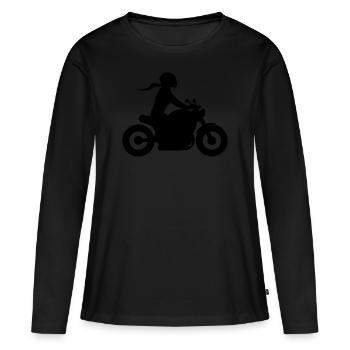 Motorcyclist Chopper Bikerin Bikergirl Cruiser - Women's Premium Organic Long Sleeve Shirt - black - Front - Julia (174cm)