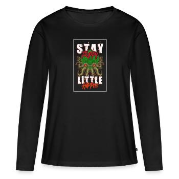 Séjour Trippy Little Hippie Weed Cannabis 420 - T-shirt manches longues Premium bio Femme - noir - Devant - Julia (174cm)