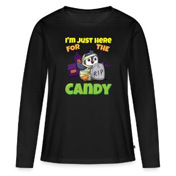 I'm Just Here For The Candy Scary Halloween Beast - Frauen Premium Bio Langarmshirt - Schwarz - Vorne - Julia (174cm)