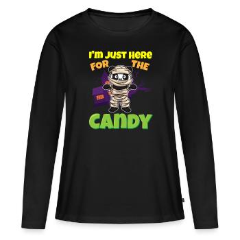 I'm Just Here For The Candy Scary Halloween Beast - Frauen Premium Bio Langarmshirt - Schwarz - Vorne - Julia (174cm)