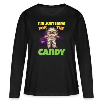 I'm Just Here For The Candy Scary Halloween Beast - Frauen Premium Bio Langarmshirt - Schwarz - Vorne - Julia (174cm)