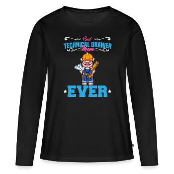 Meilleur dessinateur technique Maman Jamais drôle Archtect Cadeau - T-shirt manches longues Premium bio Femme - noir - Devant - Julia (174cm)