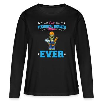 Best Technical Drawer Mom Ever Funny Archtect Gift - Women's Premium Organic Long Sleeve Shirt - black - Front - Julia (174cm)