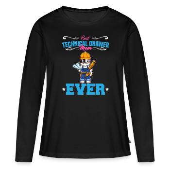 Meilleur dessinateur technique Maman Jamais drôle Archtect Cadeau - T-shirt manches longues Premium bio Femme - noir - Devant - Julia (174cm)