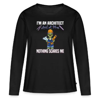 Je suis architecte et maman rien ne me fait peur - T-shirt manches longues Premium bio Femme - noir - Devant - Julia (174cm)