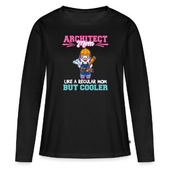 Architecte Maman comme une maman régulière mais plus cool - T-shirt manches longues Premium bio Femme - noir - Devant - Julia (174cm)