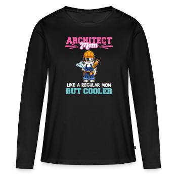 Architecte Maman comme une maman régulière mais plus cool - T-shirt manches longues Premium bio Femme - noir - Devant - Julia (174cm)