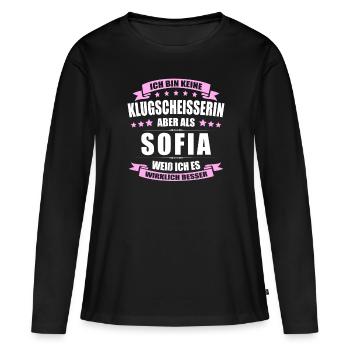 Name Sofia Vorname Klugscheisserin Namenstag - Frauen Premium Bio Langarmshirt - Schwarz - Vorne - Julia (174cm)