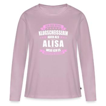 Name Alisa Vorname Klugscheisserin Namenstag - Frauen Premium Bio Langarmshirt - Altrosa - Vorne - Julia (174cm)