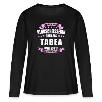 Name Tabea Vorname Klugscheisserin Namenstag - Frauen Premium Bio Langarmshirt - Schwarz - Vorne - Julia (174cm)