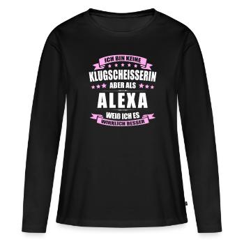 Name Alexa Vorname Klugscheisserin Namenstag - Frauen Premium Bio Langarmshirt - Schwarz - Vorne - Julia (174cm)