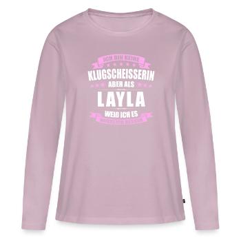 Name Layla Vorname Klugscheisserin Namenstag - Frauen Premium Bio Langarmshirt - Altrosa - Vorne - Julia (174cm)