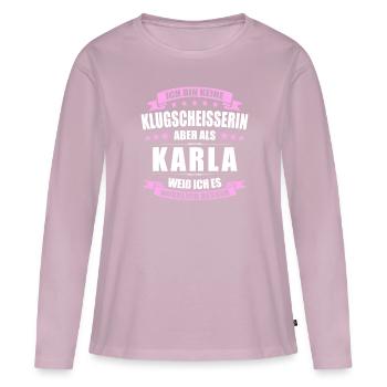 Name Karla Vorname Klugscheisserin Namenstag - Frauen Premium Bio Langarmshirt - Altrosa - Vorne - Julia (174cm)