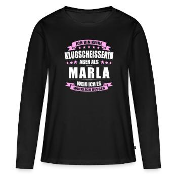 Name Marla Vorname Klugscheisserin Namenstag - Frauen Premium Bio Langarmshirt - Schwarz - Vorne - Julia (174cm)