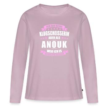 Name Anouk Vorname Klugscheisserin Namenstag - Frauen Premium Bio Langarmshirt - Altrosa - Vorne - Julia (174cm)