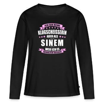 Name Sinem Vorname Klugscheisserin Namenstag - Frauen Premium Bio Langarmshirt - Schwarz - Vorne - Julia (174cm)
