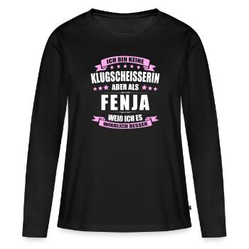 Name Fenja Vorname Klugscheisserin Namenstag - Frauen Premium Bio Langarmshirt - Schwarz - Vorne - Julia (174cm)