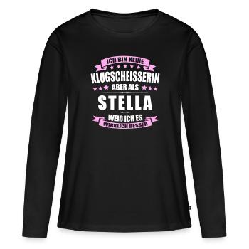 Name Stella Vorname Klugscheisserin Namenstag - Frauen Premium Bio Langarmshirt - Schwarz - Vorne - Julia (174cm)