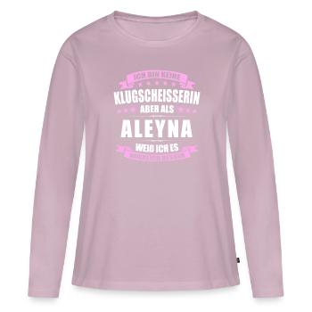 Name Aleyna Vorname Klugscheisserin Namenstag - Frauen Premium Bio Langarmshirt - Altrosa - Vorne - Julia (174cm)