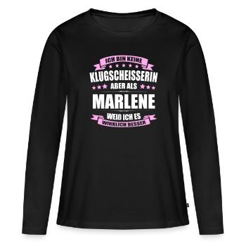 Name Marlene Vorname Klugscheisserin Namenstag - Frauen Premium Bio Langarmshirt - Schwarz - Vorne - Julia (174cm)