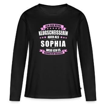 Name Sophia Vorname Klugscheisserin Namenstag - Frauen Premium Bio Langarmshirt - Schwarz - Vorne - Julia (174cm)