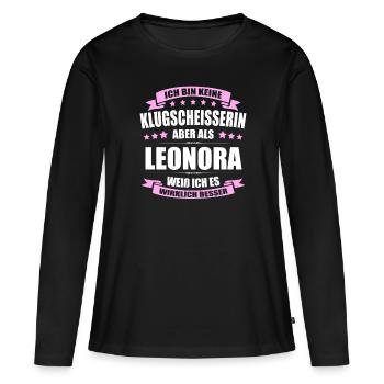 Name Leonora Vorname Klugscheisserin Namenstag - Frauen Premium Bio Langarmshirt - Schwarz - Vorne - Julia (174cm)