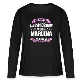 Name Marlena Vorname Klugscheisserin Namenstag - Frauen Premium Bio Langarmshirt - Schwarz - Vorne - Julia (174cm)