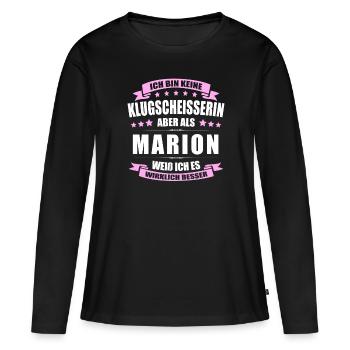Name Marion Vorname Klugscheisserin Namenstag - Frauen Premium Bio Langarmshirt - Schwarz - Vorne - Julia (174cm)