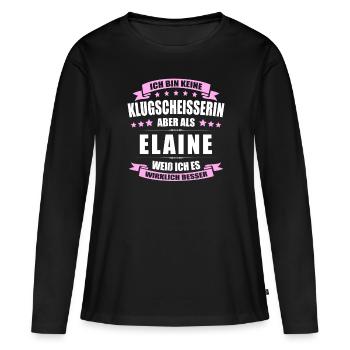 Name Elaine Vorname Klugscheisserin Namenstag - Frauen Premium Bio Langarmshirt - Schwarz - Vorne - Julia (174cm)