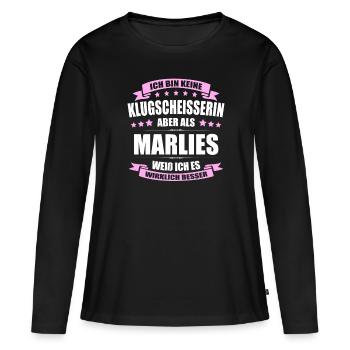 Name Marlies Vorname Klugscheisserin Namenstag - Frauen Premium Bio Langarmshirt - Schwarz - Vorne - Julia (174cm)