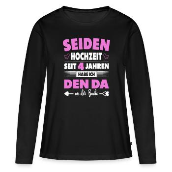 4 Hochzeitstag Paare 4 Jahre Ehe Seidenhochzeit - Frauen Premium Bio Langarmshirt - Schwarz - Vorne - Julia (174cm)
