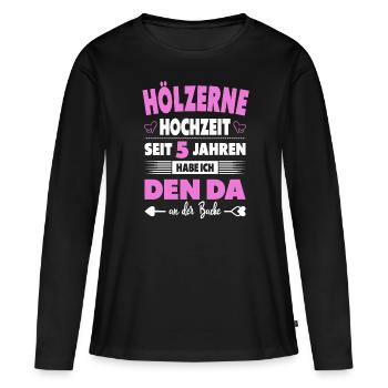 5 Hochzeitstag Paare 5 Jahre Ehe Hölzerne Hochzeit - Frauen Premium Bio Langarmshirt - Schwarz - Vorne - Julia (174cm)