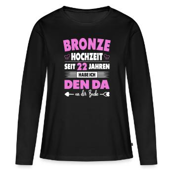 22 Hochzeitstag Paare 22 Jahre Ehe Bronzehochzeit - Frauen Premium Bio Langarmshirt - Schwarz - Vorne - Julia (174cm)