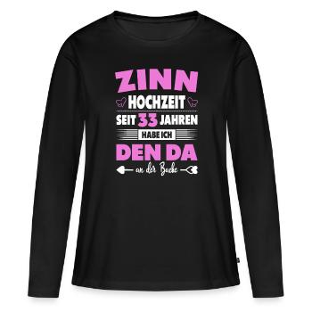 33 Hochzeitstag Paare 33 Jahre Ehe Zinnhochzeit - Frauen Premium Bio Langarmshirt - Schwarz - Vorne - Julia (174cm)
