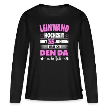 Hochzeitstag Paare 35 Jahre Ehe Leinwandhochzeit - Frauen Premium Bio Langarmshirt - Schwarz - Vorne - Julia (174cm)