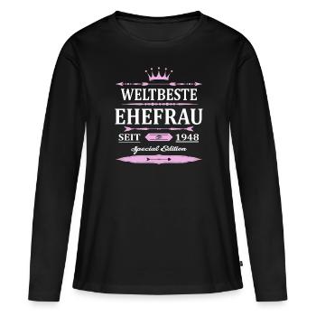 Weltbeste Ehefrau Seit 1948 Vintage Hochzeitstag - Frauen Premium Bio Langarmshirt - Schwarz - Vorne - Julia (174cm)