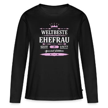 Weltbeste Ehefrau Seit 1977 Vintage Hochzeitstag - Frauen Premium Bio Langarmshirt - Schwarz - Vorne - Julia (174cm)