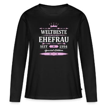 Weltbeste Ehefrau Seit 1994 Vintage Hochzeitstag - Frauen Premium Bio Langarmshirt - Schwarz - Vorne - Julia (174cm)