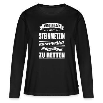 Ausgebildet Zur Steinmetzin Abschluss Bestanden - Frauen Premium Bio Langarmshirt - Schwarz - Vorne - Julia (174cm)